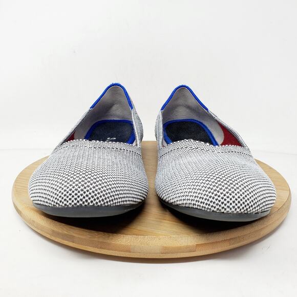 Rothys Retired Shale Cherry Ribbon Stripe Ballet Flats Womens 9.5 Round Toe Shoe - Picture 3 of 13